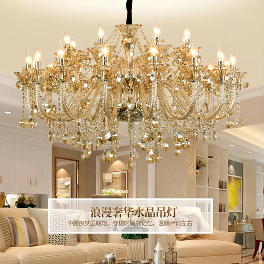 European style candle crystal chandelier living room lamp crystal lamp