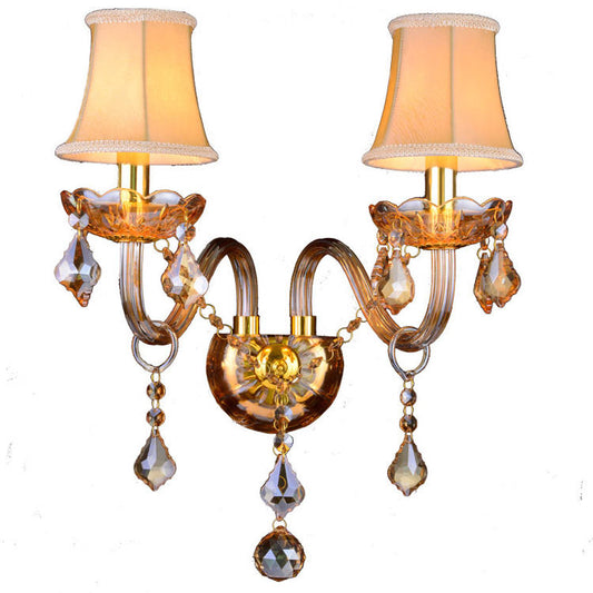334European style glass candle crystal wall lamp