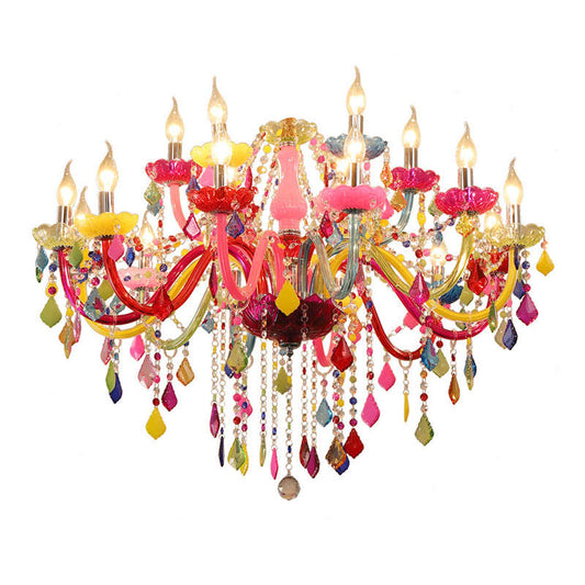 9053European style colorful candle crystal chandelier
