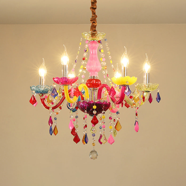 9053European style colorful candle crystal chandelier