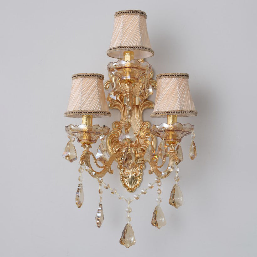 312European style zinc alloy candle crystal wall lamp