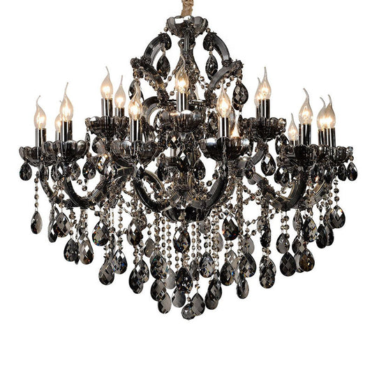 9195 Smoky grey European style crystal chandelier with candles