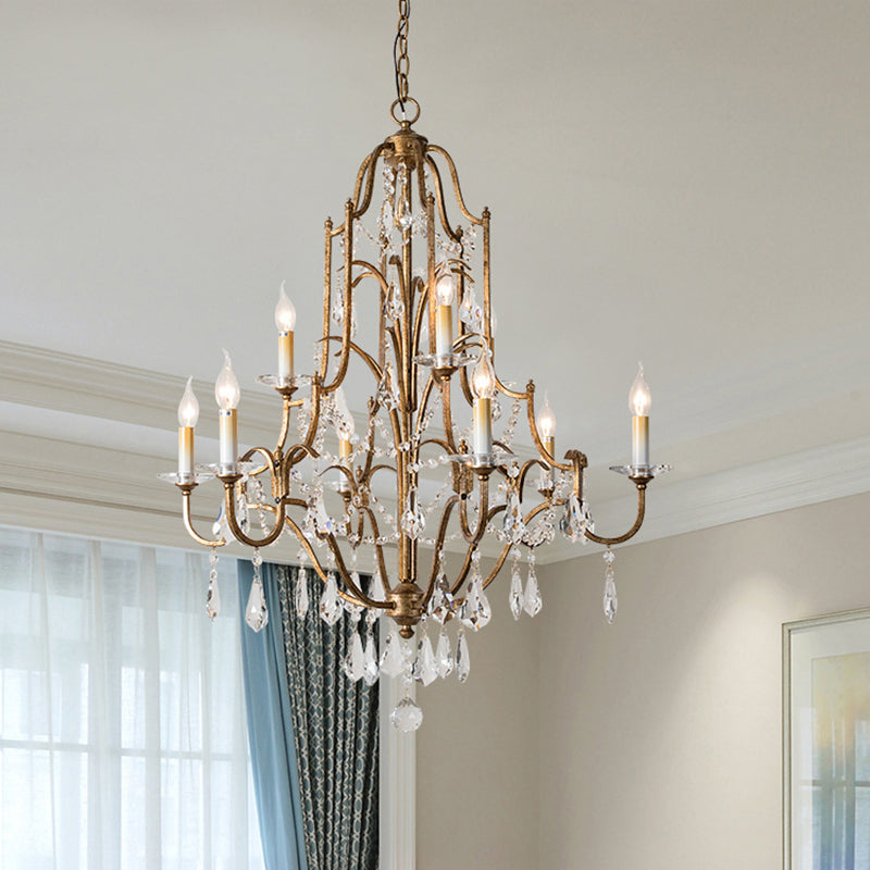 Iron crystal candle pendant light