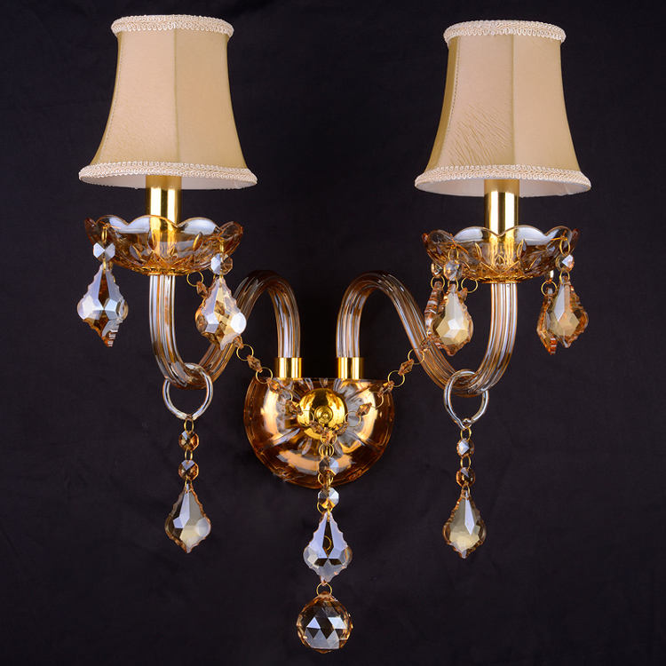 334European style glass candle crystal wall lamp