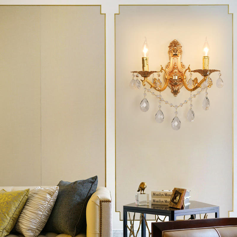 308European style zinc alloy crystal wall lamp