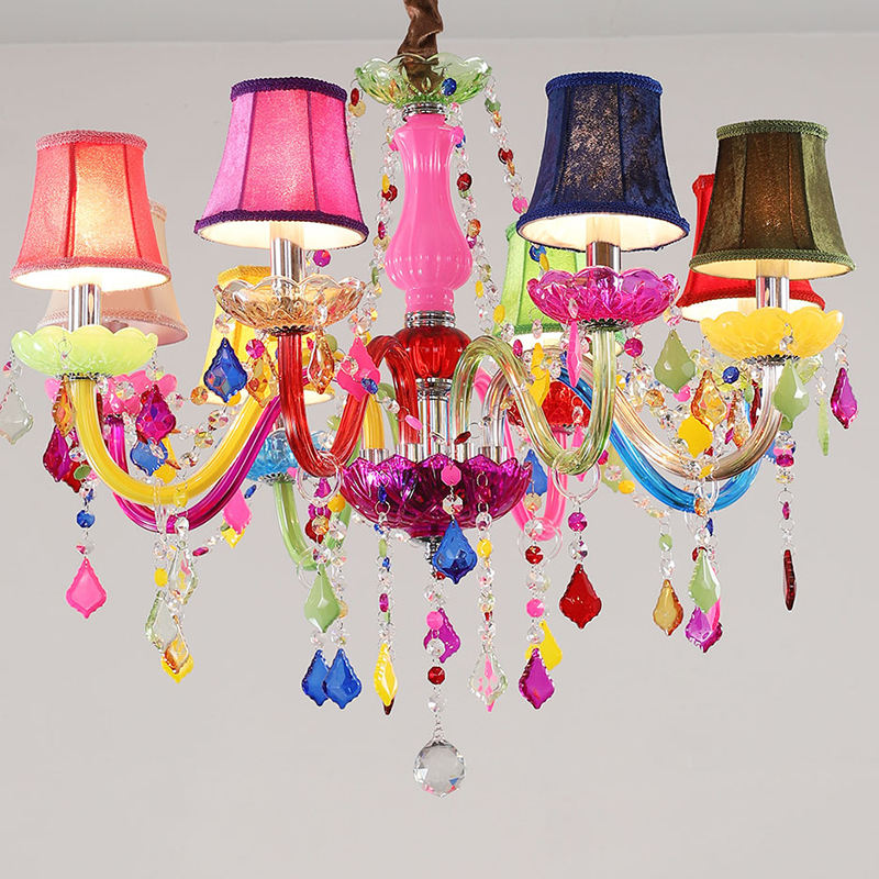 9053European style colorful candle crystal chandelier