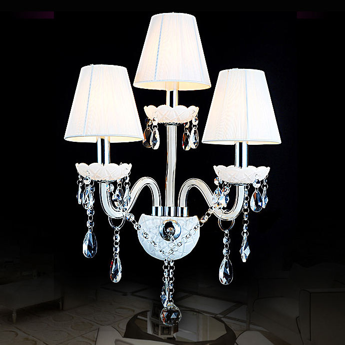 336White European glass candle crystal wall lamp