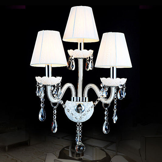 336White European glass candle crystal wall lamp