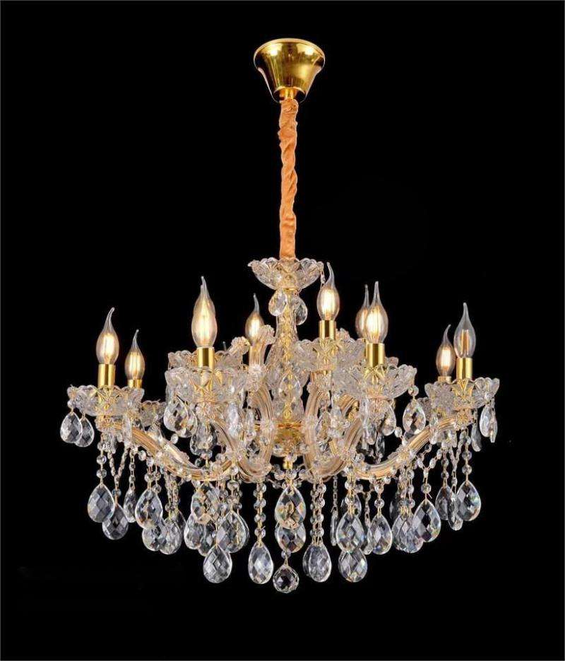 8011European style candle crystal chandelier living room lamp golden crystal lamp