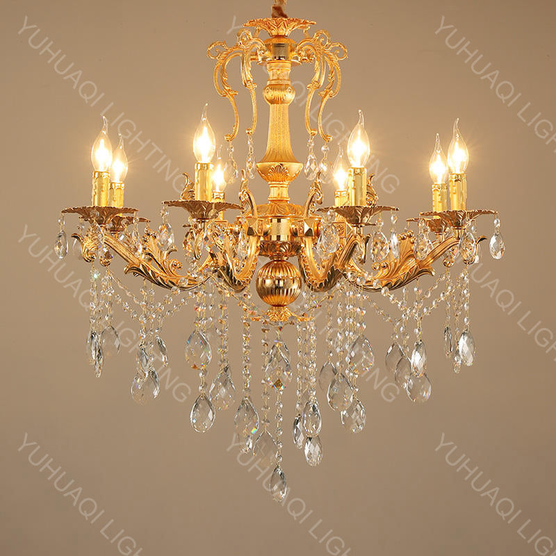 Gold zinc alloy crystal chandelier