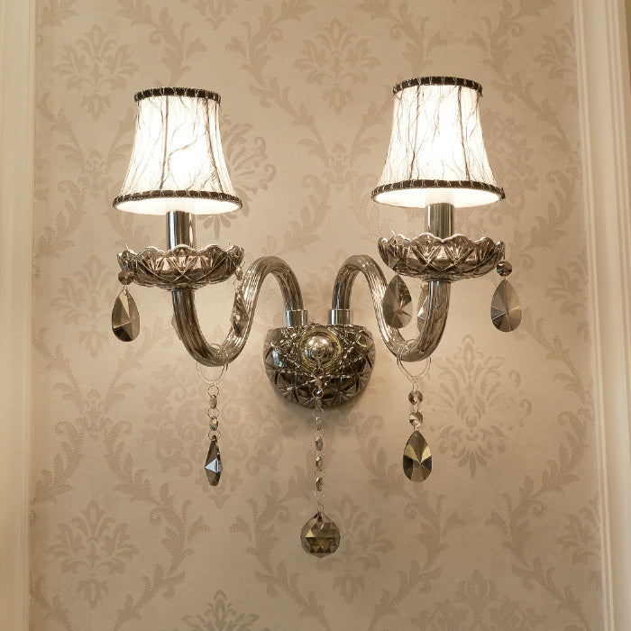 335European style glass candle crystal wall lamp