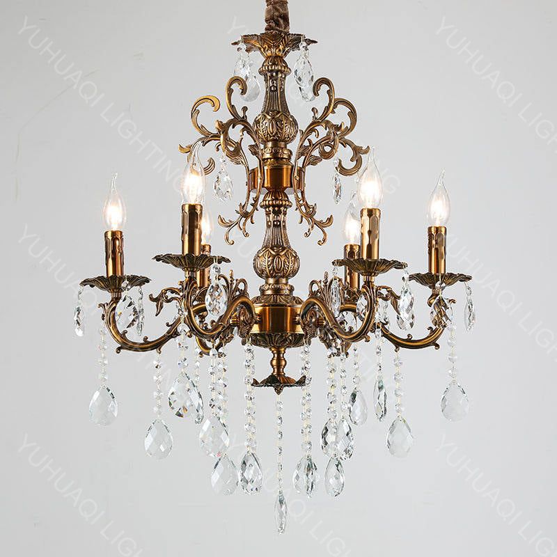 Gold zinc alloy crystal chandelier