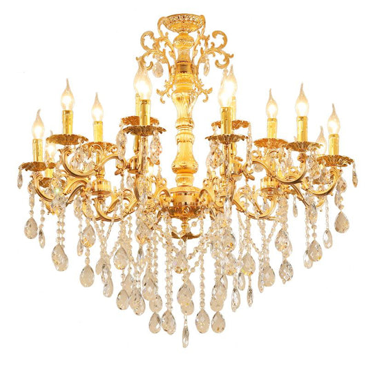 Gold zinc alloy crystal chandelier