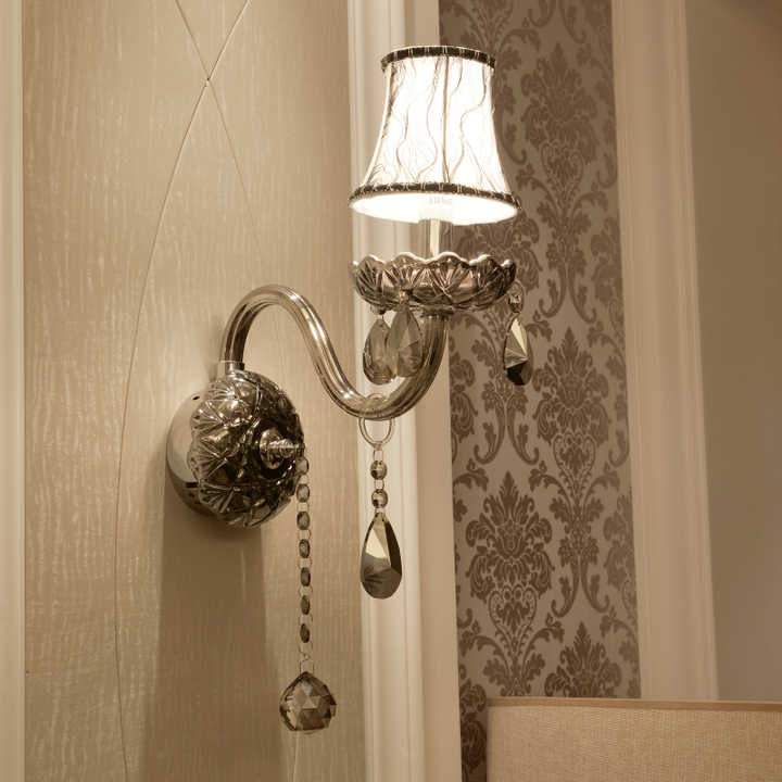 335European style glass candle crystal wall lamp