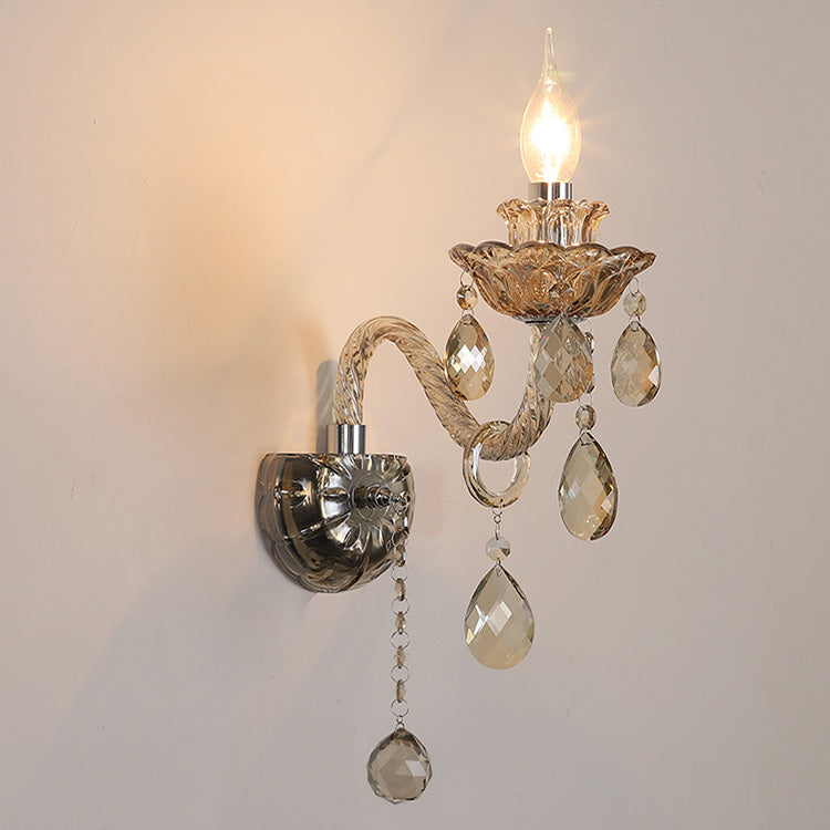 320European style glass candle crystal wall lamp