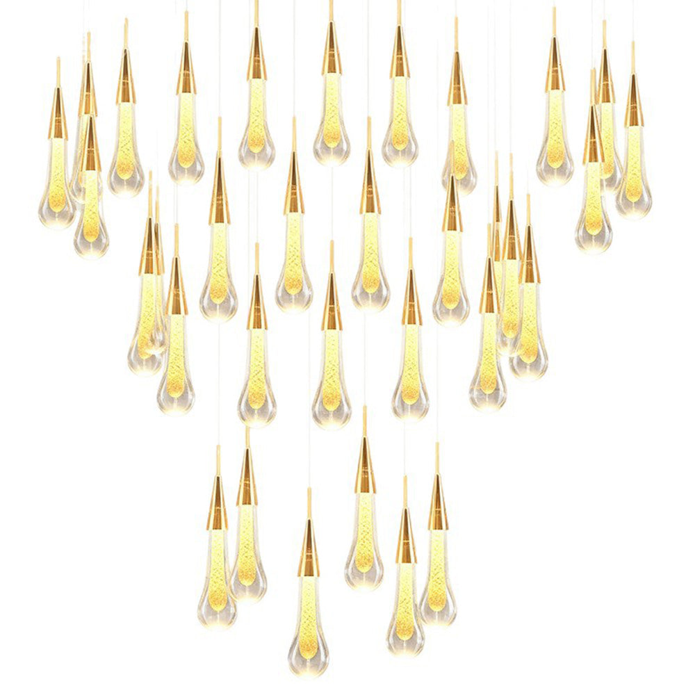 Water droplet LED crystal creative duplex building chandelier villa spiral staircase LED light luxury modern minimalist staircase light