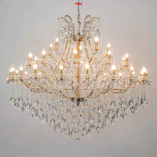 European style candle crystal chandelier villa lamp golden crystal lamp