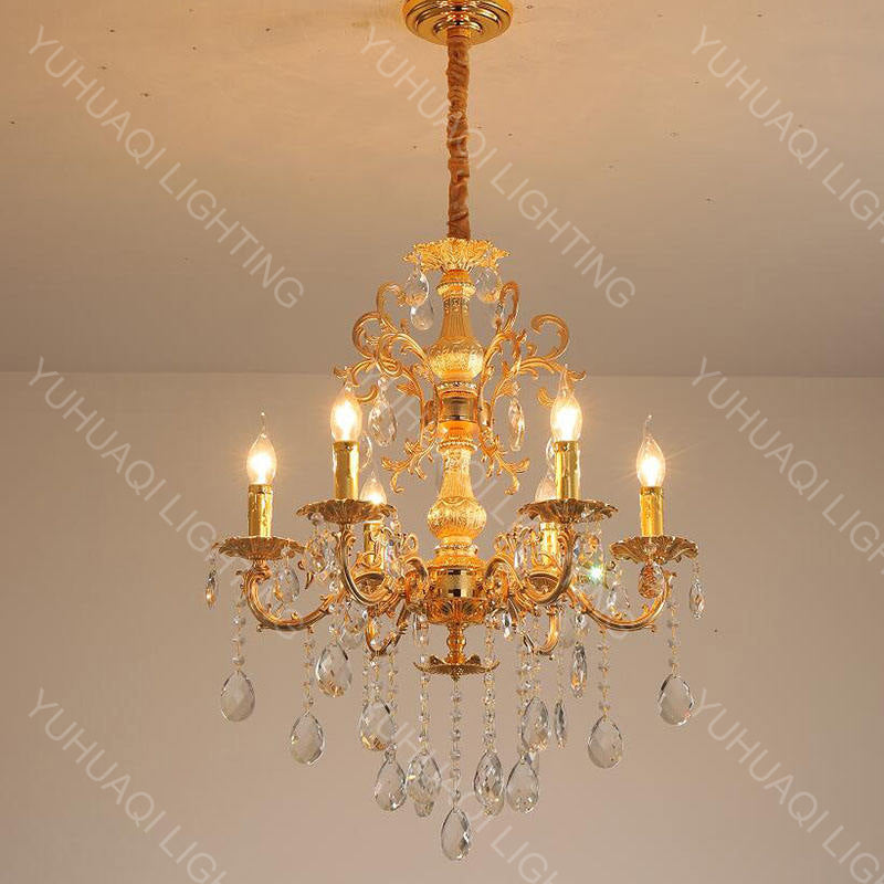 Gold zinc alloy crystal chandelier