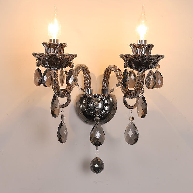 320European style glass candle crystal wall lamp