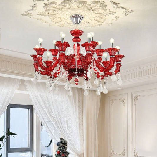 European style living room crystal chandelier dining room luxurious and atmospheric villa lamp French minimalist lighting fixture