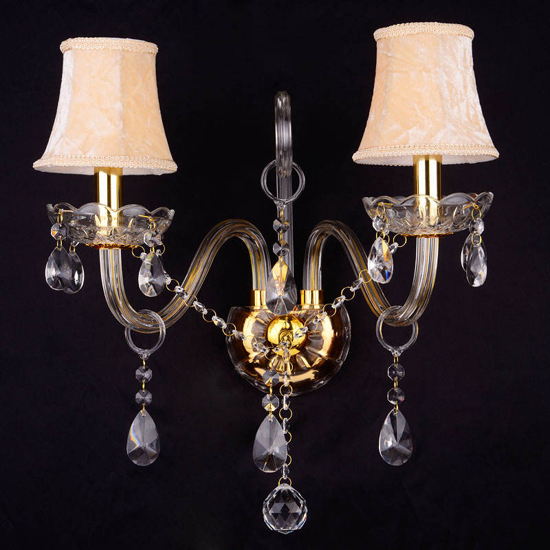 335European style glass candle crystal wall lamp