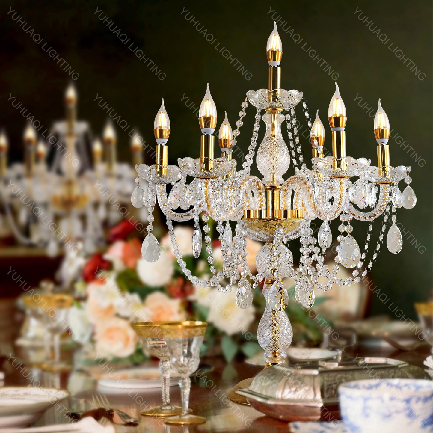 French Crystal Table Lamp HQ3002