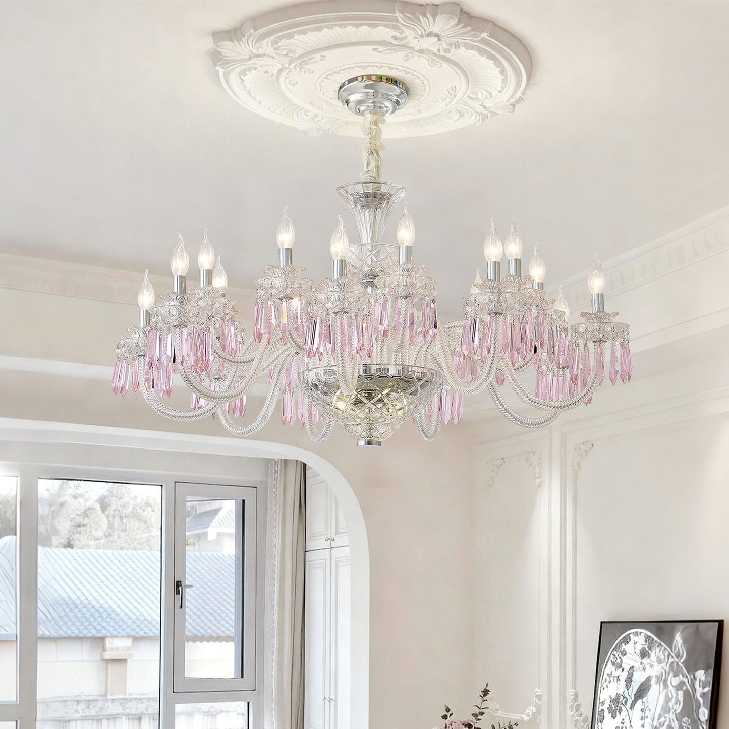 Yuhuaqi Lighting European Simple Candle Crystal Chandelier
