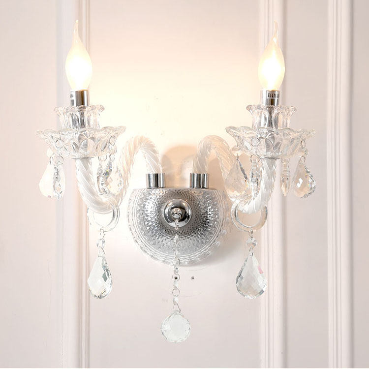 320European style glass candle crystal wall lamp
