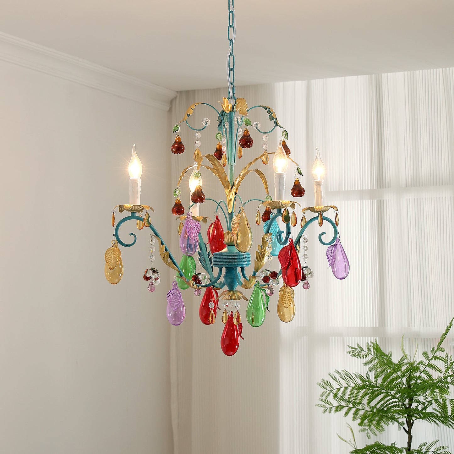 Colorful crystal chandelier, children's room chandelier, crystal lamp