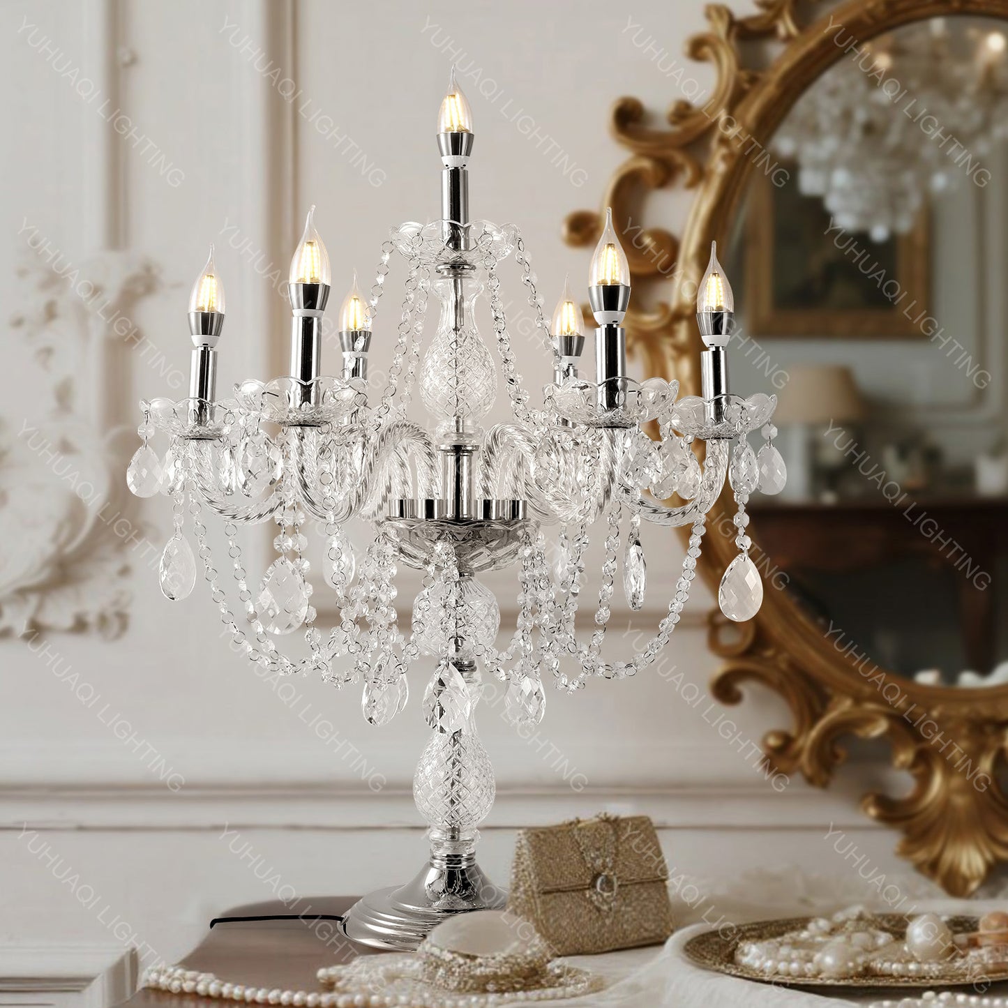 French Crystal Table Lamp HQ3002