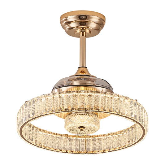 Fan light, dining room light, bedroom light, crystal chandelier, modern minimalist style HQC4070-4345
