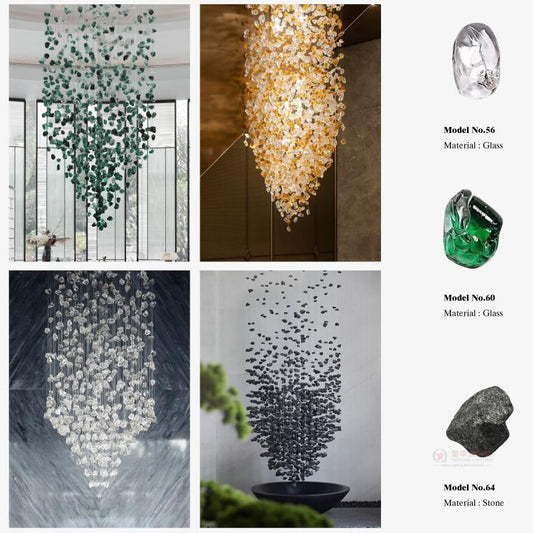 Hotel project non-standard customized lighting fixtures stone hanging lamp