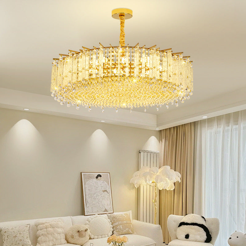 French luxury crystal chandelier living room