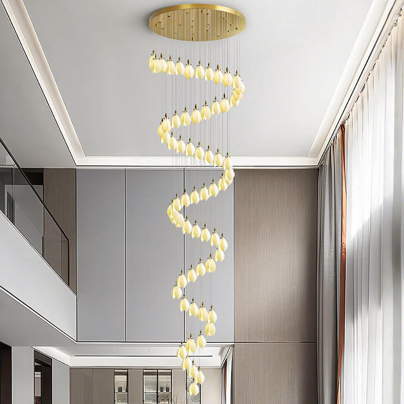 Staircase lights, hallway lights, glass chandeliers, custom hotel lighting fixtures