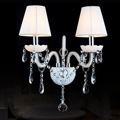 336White European glass candle crystal wall lamp