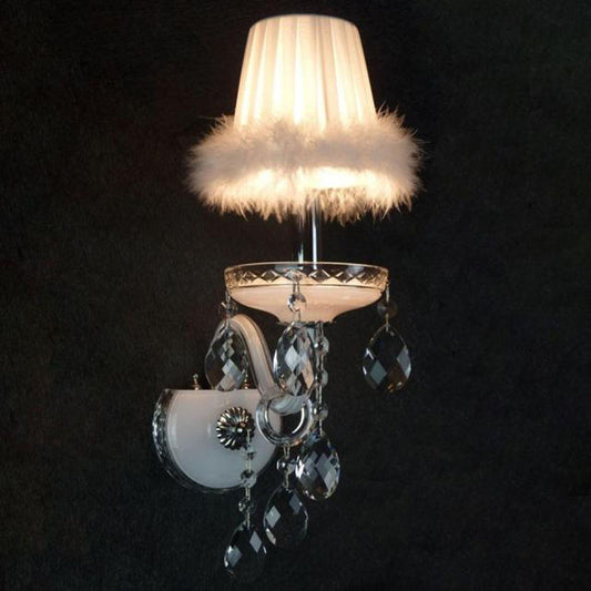 White European glass candle crystal wall lamp
