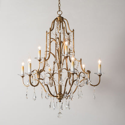 Iron crystal candle pendant light