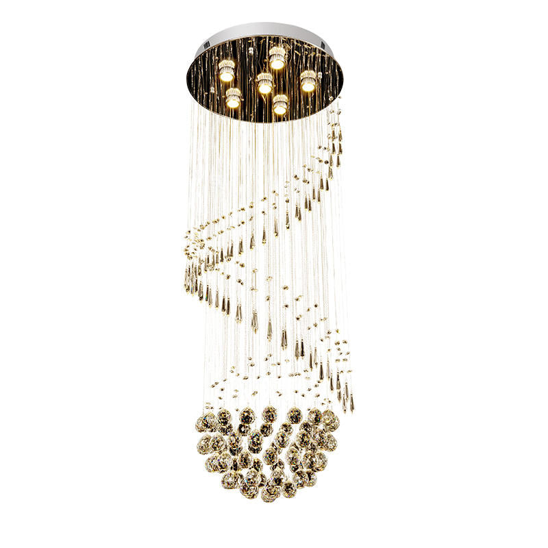 6041Modern simple light luxury golden crystal ceiling lamp