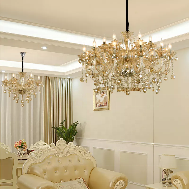 European style candle crystal chandelier living room lamp crystal lamp