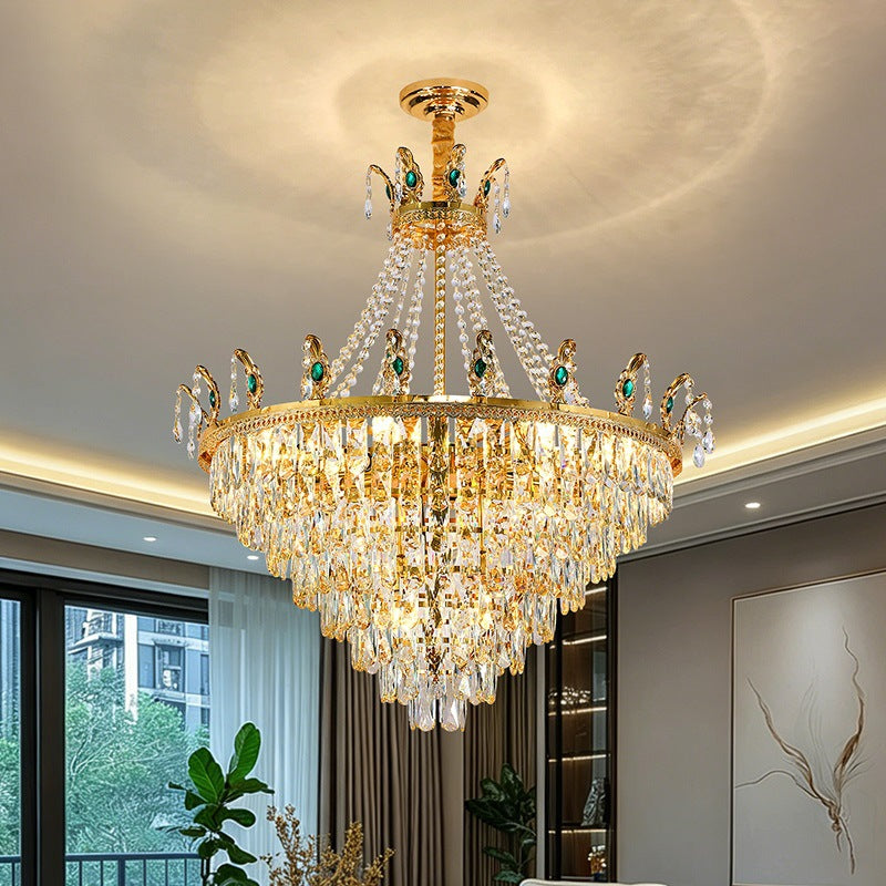 Light luxury crystal chandelier living room
