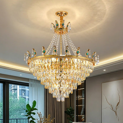 Light luxury crystal chandelier living room