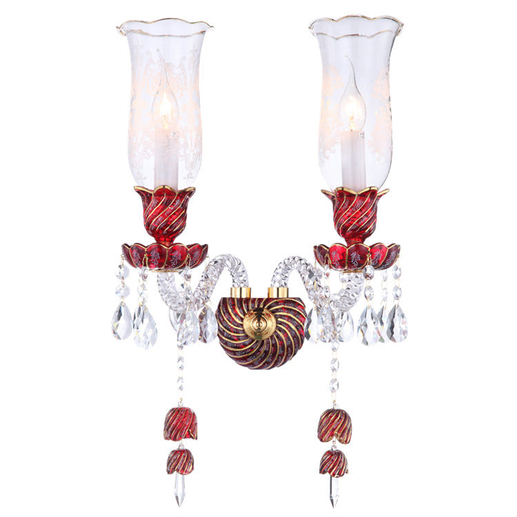 European candle crystal wall lamp