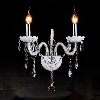 336White European glass candle crystal wall lamp
