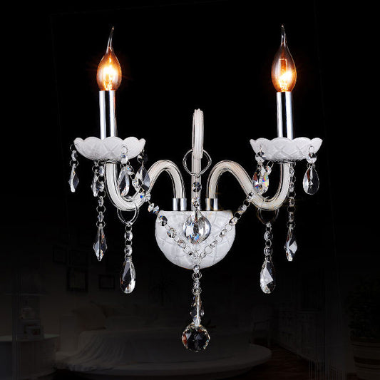 336White European glass candle crystal wall lamp