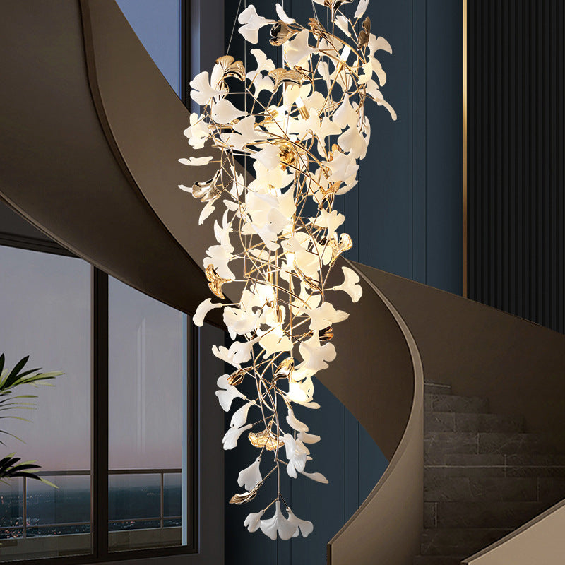 Staircase lights, crystal ceramic chandeliers, glass chandeliers, custom hotel lighting, living room lights, lobby chandeliers