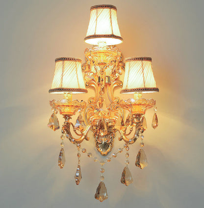 312European style zinc alloy candle crystal wall lamp