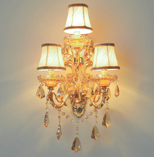 312European style zinc alloy candle crystal wall lamp