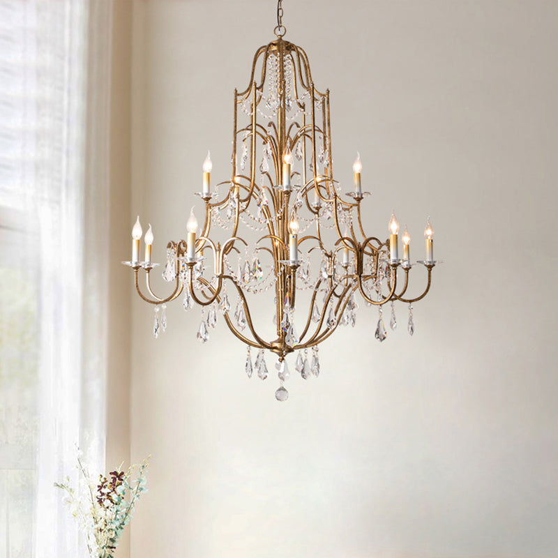 Iron crystal candle pendant light