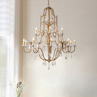 Iron crystal candle pendant light