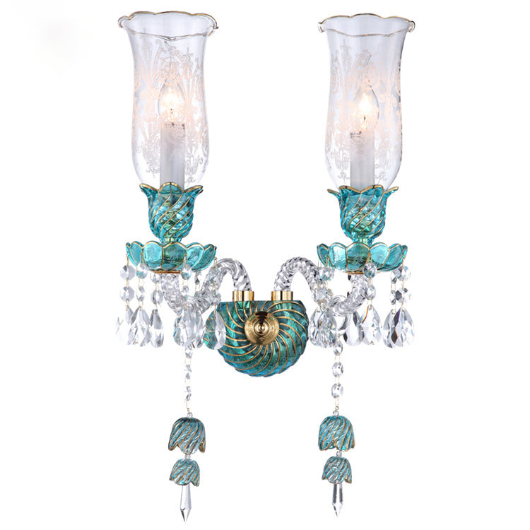 European candle crystal wall lamp
